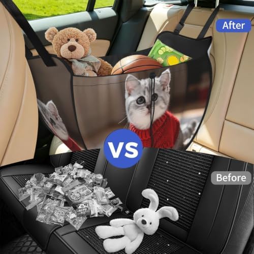 Cute shorthair cat Car Seat Organizer-Backseat Storage Bag for Travel | Waterproof Durable. Holds Snacks Gear Essentials. Fits Most Cars.