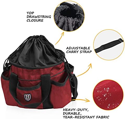 Harrison Howard Premium Multipurpose Durable Horse Grooming Organizer Bag Cleaning Supply Tote Bag-Ruby Red