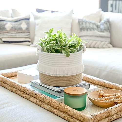 NaturalCozy 3-Piece Decorative Storage Basket Set – Cotton Rope Woven Baskets for Organizing! Small Basket for Nursery Baby Stuff, Gift Basket, Montessori, Dog Toy Bin, Cat Basket, Bathroom Shelves