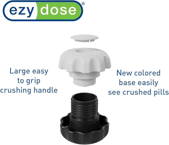 Ezy Dose Pill Crusher & Tablet Grinder, Storage Compartment, Large, Black | Pill, Vitamins, Tablets, Crusher for Pets, Elderly, Crushes Medications into Fine Powder, Easy-to-Use Design, BPA Free