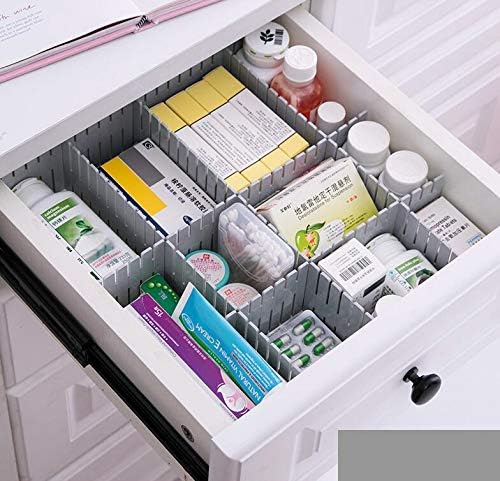 8pcs DIY Plastic Drawer Organizer Adjustable Drawer Dividers for Home Tidy Closet, Socks, Underwear, Office School Supplies, Kitchen Utensil Tools (Grey)