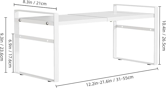 Expandable Cabinet Shelf Organizer Riser for Kitchen Under Sink Countertop | Expandable, metal , 0.8mm-thick shelves, suitable for cabinets, countertops, under-sink areas, and storage rooms