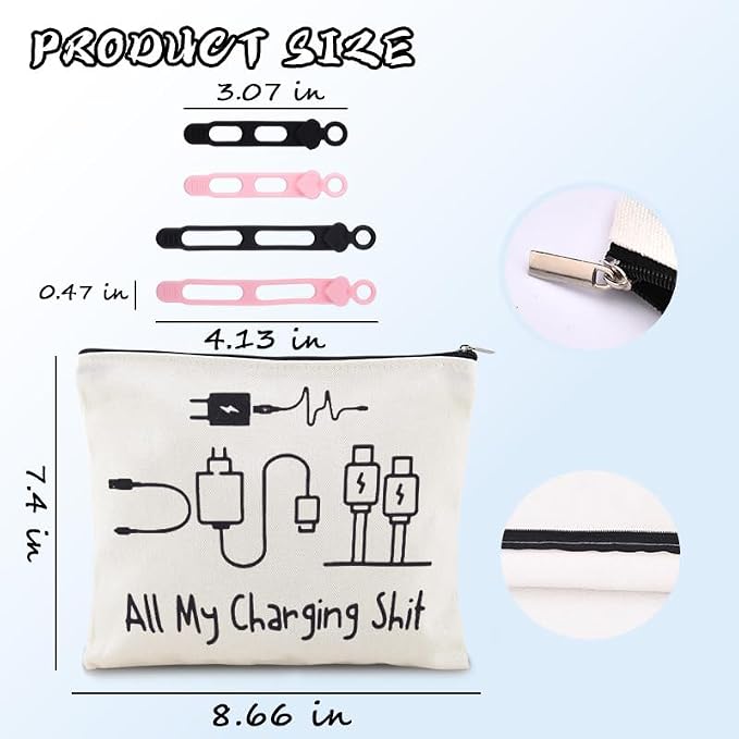 Sisadodo Charging Cable Organizer Travel Bag Toiletry Makeup Cosmetic Bags Medicine Med Toiletry Bag Pouch Diabetic Gifts Bags