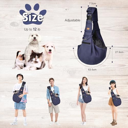 CUBY Dog and Cat Sling Carrier - Hands Free Reversible Pet Papoose Bag - Soft Pouch and Tote Design - Suitable for Puppy, Small Dogs Cats Outdoor