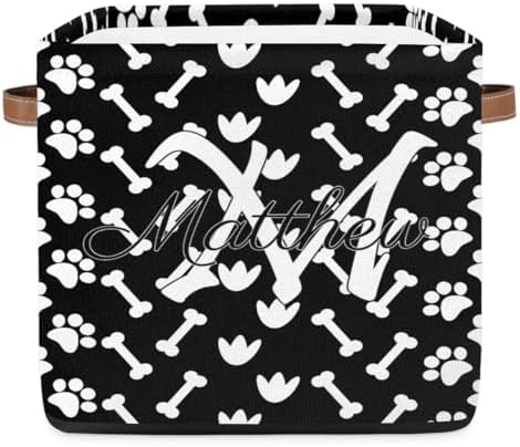 Personalized Storage Baskets for Organizing, Foldable Storage Bins with Handles Custom Cute Basket for Boys, Girls, Pet, Clothes, Blanket, Bedroom Nursery Toy Storage Gift,13 x13 x13 In, Bone Claw