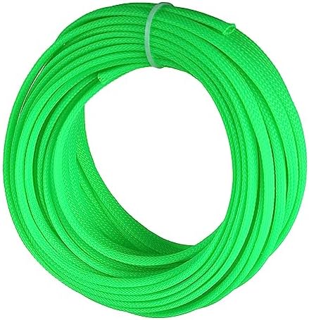Bettomshin 1Pc 32.8Ft(10m) Cable Management Sleeve, 1/4"(6mm) Width PET Fluorescent Green Cord Protector, Wire Loom Tube Insulated Split Sleeving for USB Cable Power Cord Organizer Video Cable Hider