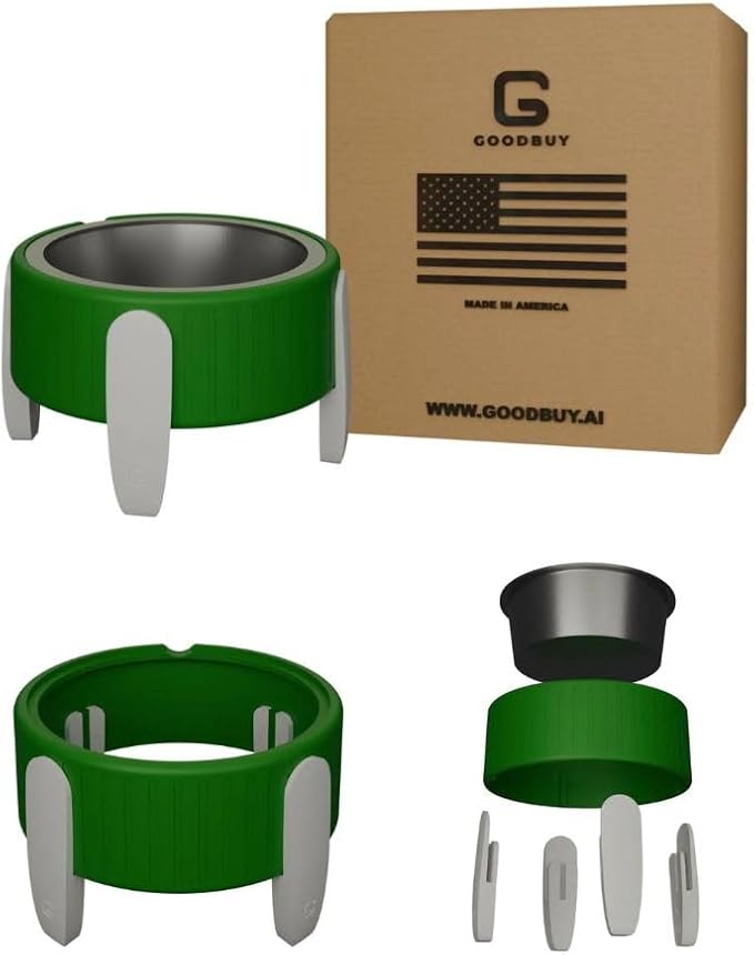 Pet Station Elevated Dog Bowl Stand for 6.8 in. Bowls - 3D Printed Dog Feeder - Adjustable Height Legs and Magnetic Fridge Mount Feeding Station - Made in USA (Green, Bowl + Small Legs)