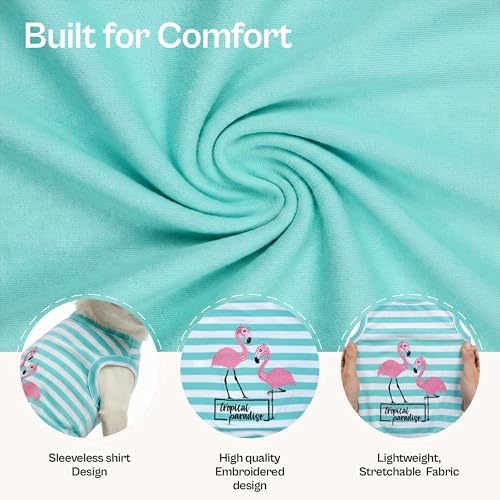 Parisian Pet Flamingo Dog Shirt – 100% Cotton Striped Shirts for Small Dogs – Sleeveless Puppy Vest – Lightweight and Breathable Pet Apparel – Pullover Summer Dog Clothes - Stretchy T Shirts for Dogs