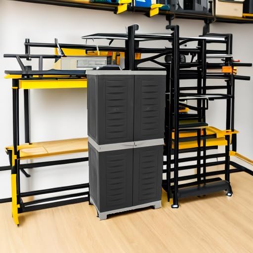 Sunnydaze 48" Garage Storage Cabinet with Locking Doors & Shelves, Charcoal | Heavy Duty Storage Cabinet with Plexiglass Doors Resists Rust & Peeling, Easy-Clean Utility Cabinet for Garage, Shed, Office