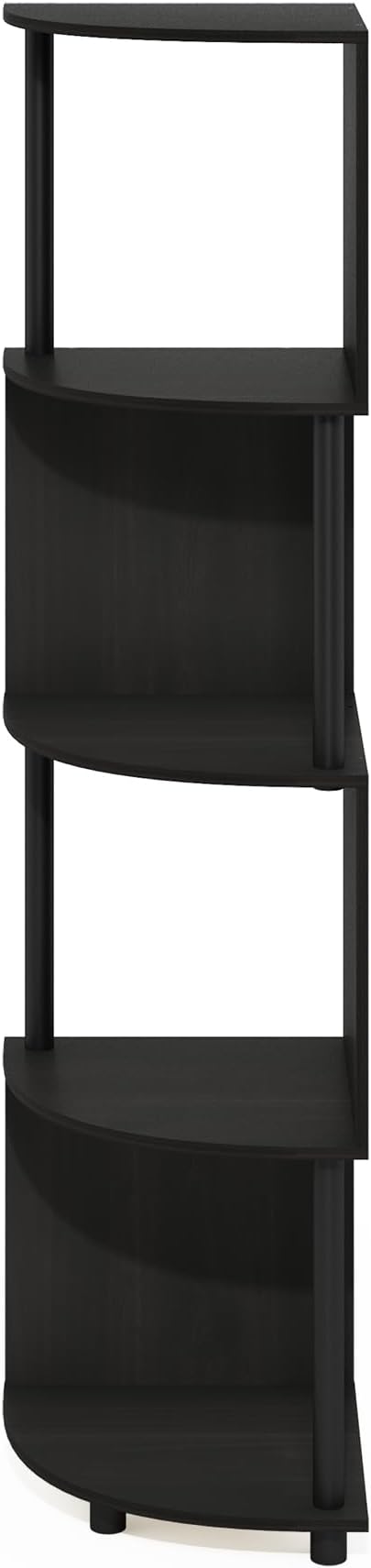 Furinno ECON Corner Shelf, 4-Tier Corner Book Shelf, Zigzag Storage Shelves, Display Rack, Bookshelf, for Organization and Storage, Living Room, Home Office, Espresso