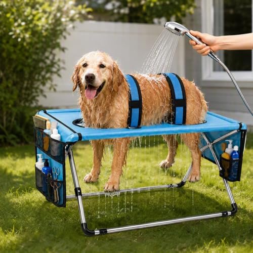 2026 Upgraded Detachable Pet Grooming Hammock for Small Dogs & Cats 44 LBS | Stainless Steel Stand Pet Grooming Sling, 8‑Hole Adjustable Dog Cat Grooming Harness for Pet Nail Trimming, Bathing, Care