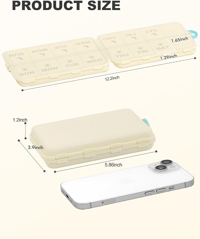 Pill Organizer Travel Medicine Case - Travel Pill Case with Etched Labels, Daily Travel Medicine Case Holder