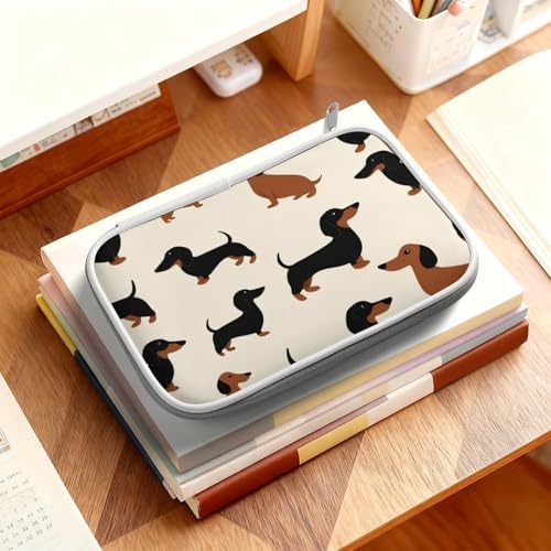 Simple Thin Pencil Case Waterproof And Portable Unisex Perfect Organizer Box Cartoon Dachshund Weiner Dog Pet Dogs