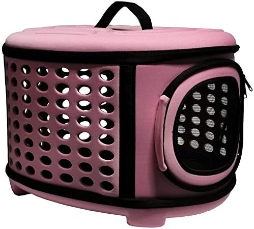 Collapsible Cat Carrier Hard, Travel Pet Carriers Bag for Small Dogs for Car Travel with Ventilation Guinea Pig 2 Small Cats Carrier Cage Dog Crate (Pink)