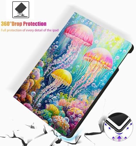 for Microsoft Surface Go 4/3/2/1-10.5" 2021 Tablet Case,Auto Wake/Sleep,Adjustable Stand Protective Cover - Jellyfish Ocean