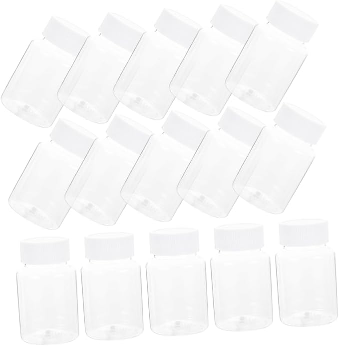 PartyKindom 40pcs Plastic Dispensing Bottles Pet Medicine Bottles Caps Empty for Pills Medicine Organizer for Travel Business