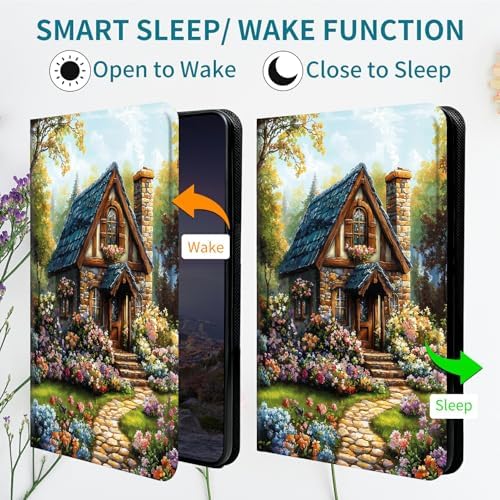 Case for Samsung Galaxy Tab S10 Plus 2024/S9 FE+/S9 Plus 12.4" 2023, 360 Degree Rotating Stand with Multi-Angle Vertical Shockproof Protective Shell for Women Men, Garden Castle