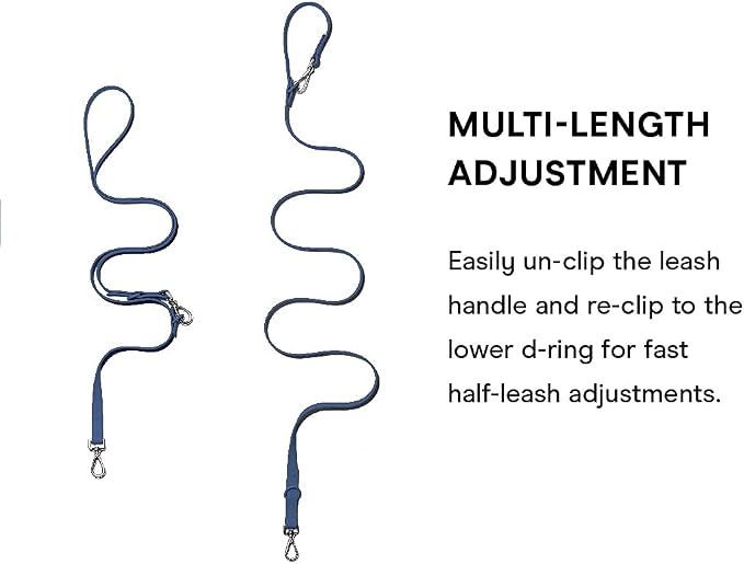 Wild One Nylon Adjustable Length Leash 5.5 Feet and Poop Bag Carrier Set, Waterproof, Odor Resistant, Blue