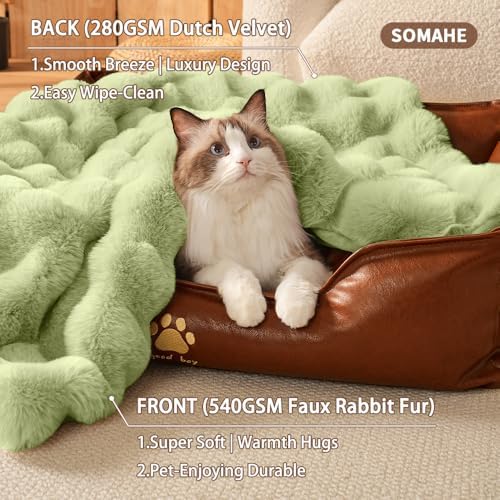 SOMAHE Soft Faux Fur Pet Blanket, Washable, Medium 28x22 Fruit Green