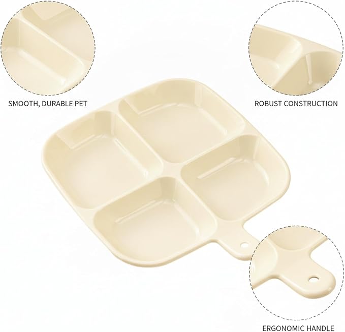 4-Compartment PET Storage Bin, Clear Divided Organizer Tray for Home & Office Sorting