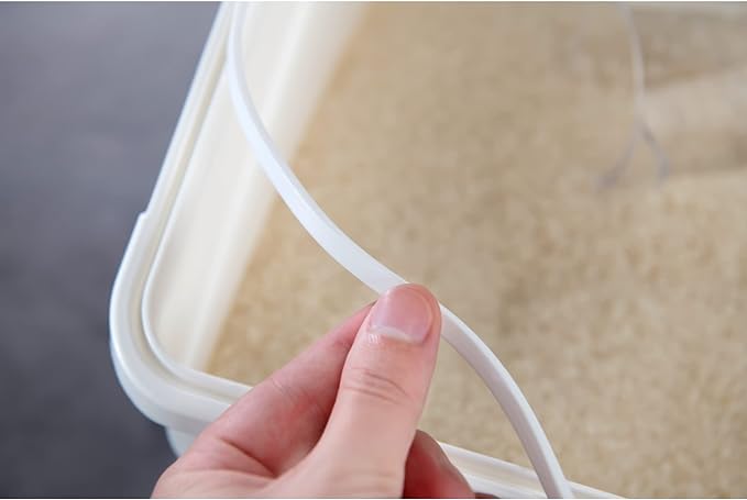 15 Liter / 30 lbs Rice Storage Container with Measuring Cup, BPA free, For Rice | Grain | Pet Food | Flour, 2 count, White