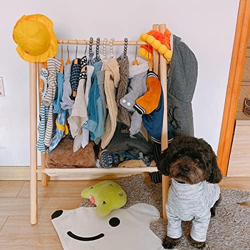 Garment Rack for Pets/Dolls/Baby, Hanger Rack, Dress up Storage, Clothes Organizer, Wooden (Beige, Medium)