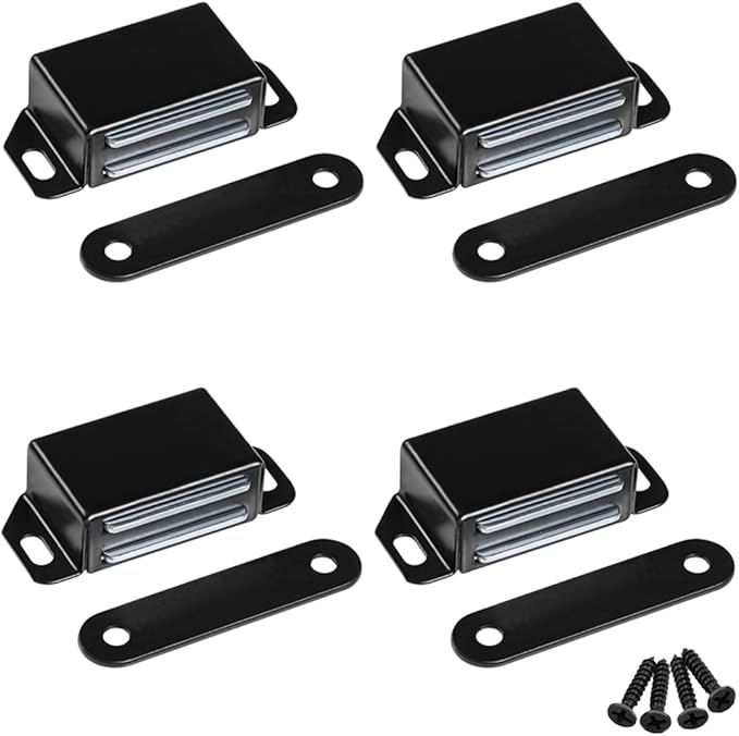 WOOCH Magnetic Door Catch - 30lb High Magnetic Stainless Steel Heavy Duty Catch for Kitchen Bathroom Cupboard Wardrobe Closet Closures Cabinet Door Drawer Latch (2.1 in Black, 4-Pack)