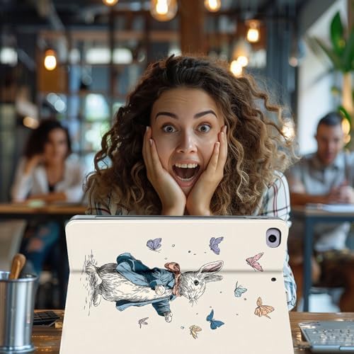for Microsoft Surface Pro X/Pro X Plus-13 2019/2020/2021/2024 Tablet Case,Auto Wake/Sleep,Adjustable Stand Protective Cover - Butterfly Rabbit