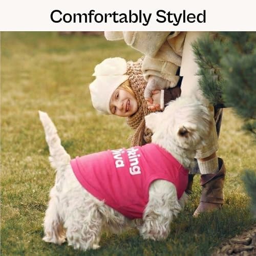 Parisian Pet Dog Shirt – 100% Cotton Barking Diva Shirts for Small Dogs – Pink Sleeveless Puppy Clothes – Lightweight and Breathable Pet Apparel – Girl Dog Clothes - Stretchy T Shirts for Dogs