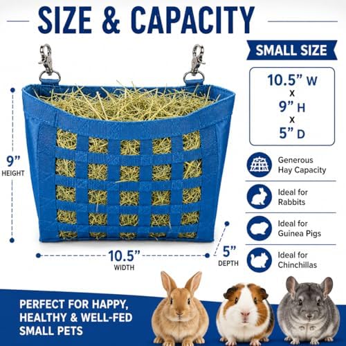 Rabbit & Guinea Pig Hay Bag Feeder with Super Tough Bottom® Design | Small 10.5" x 9" x 5" Hay Feeder | Organized Feeding | Made in USA Design (Pink, Small 10.5" x 9" x 5")