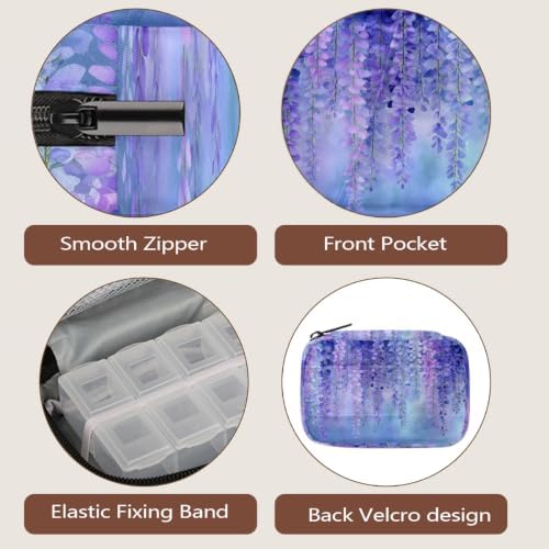 Travel Pill Organizer Abstract Watercolor Purple Blue Pill Case