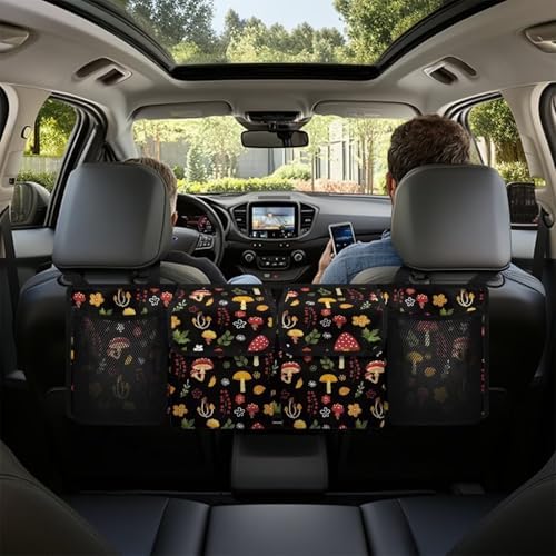 Dreaweet Mushroom Trunk Organizer for Women Cute Car Storage Accessories Interior Back Seat Hanging Organizer with 4 Pockets Collapsible Cargo Storage Bag Auto Organizer for SUV,Truck,Van