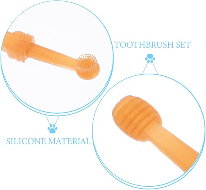 TOYANDONA 1set Soft Silicone Toothbrushes Dual Headed Pet Cleaning Kit for Small Dogs and Puppies Gentle Oral Care Tool for Kittens and Cats