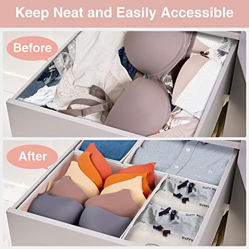 Criusia 8 Pack Underwear Drawer Organizer, Foldable Cloth Storage Box Closet Dresser Drawer Divider for Clothes, Bras, Socks, Ties, Scarves, Lingerie, Accessories