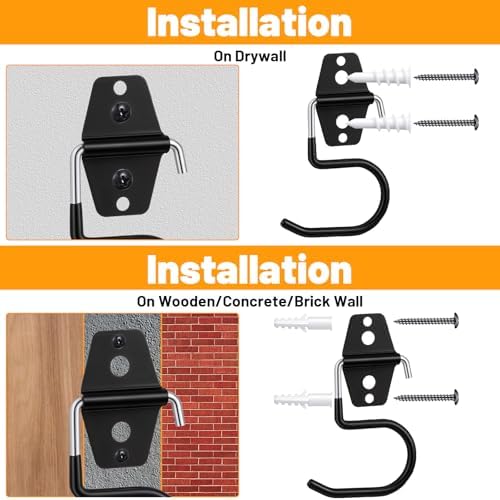 15 Pack Broom Holder Wall Mount - Heavy Duty Metal S Hooks with Anti-Slip Coating, Tool Hangers for Garage, Shed & Garden Organization, Includes Screws & Anchors