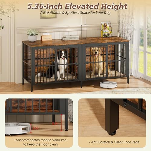 Pet Dog Poultry Cage, Outdoor Chicken and Livestock Cage, Hamster | 3-in-1 furniture: dog crate, TV stand, side table. Heavy-duty steel & particleboard. 150LBS top/bottom load. Escape-proo