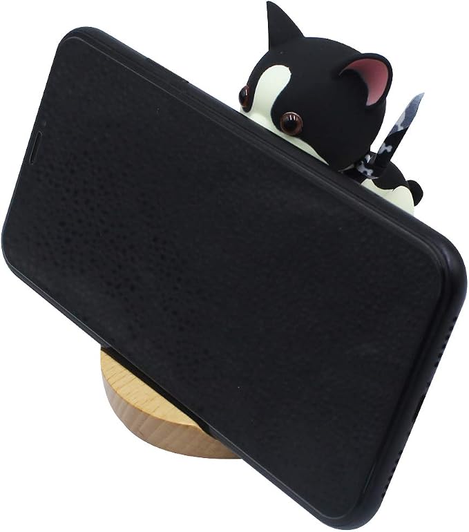 Cute Dog Cell Phone Holder Stand Wooden Smartphone Desk Holder for Mobile Phones Animal Phone Stand Desk Ornament