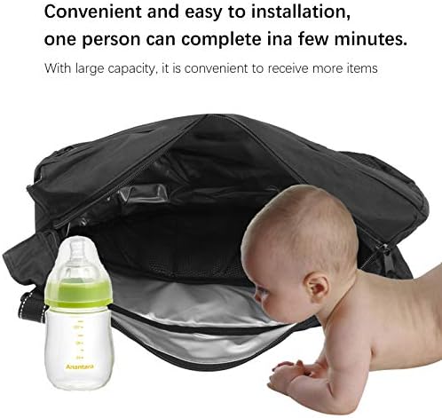 HERCHR Baby Stroller Storage Bag, Multifunctional Baby Stroller Hanging Bag Organizer Bag Stroller Organizer Non Slip Straps Stroller Holder for Stroller, Umbrella and Pet Stroller