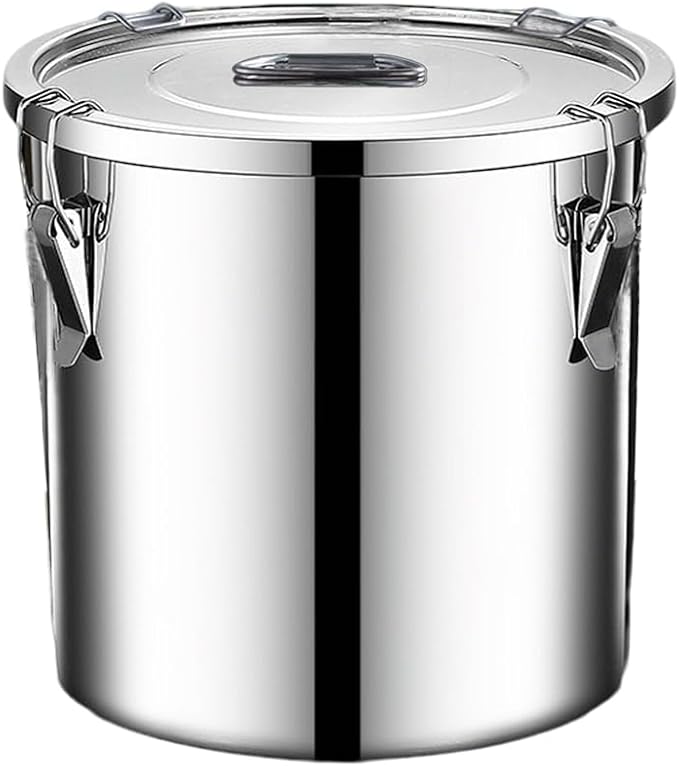 stainless steel food storage containers with lids lock clips airtight container large airtight for rice flour sugar grain coffee bean storage containers Kitchen jar (1.59gal/6L)