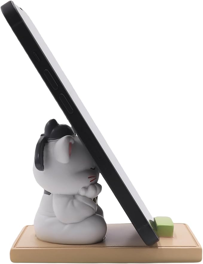 Cute Cat Phone Holder for Desk Kitten Phone Stand Desktop Holder Stand for All Smartphones Tablets Kawaii Kitty Desk Ornament