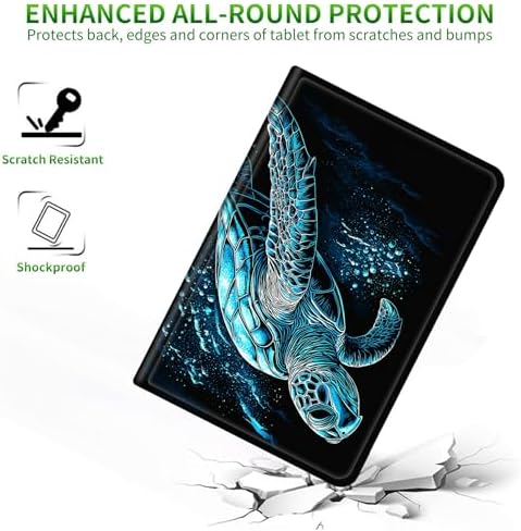for Samsung Galaxy Tab S6 10.5" 2019 SM-T860/T865/T867 Case | Slim Leather Smart Cover with Multi-Angle Anti-Slip Stand [Auto Wake/Sleep] Shell for Women Men, Blue Black Turtle