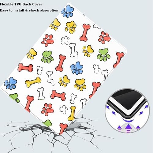 Tablet Case for iPad Air 13" M3/M2,iPad Pro 12.9" 6th/5th/4th/3rd Generation,Shockproof Protective Cover with Stand,Auto Wake/Sleep,Pet Paw Print Bone Pattern