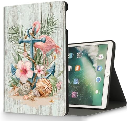 for Microsoft Surface Pro 7 Plus,Surface Pro 7/6/5/4 12.3" Tablet Case,Auto Wake/Sleep,Adjustable Stand Protective Cover - Flamingo Anchor Tropical