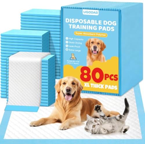 80 Count X-Large Puppy Pads, 28 x 34 in Heavy Duty Dog Pee Pads, Leak-Proof