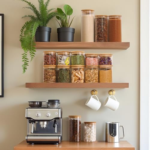 ComSaf Glass Storage Containers with Lids 0.8 Qt, 6 Pack Small Glass Jars | Small Glass Canisters, Spice Jar, Cookie, Snack Station Organization, Coffee Bar Organization, Size For Subpackage, BPA Free