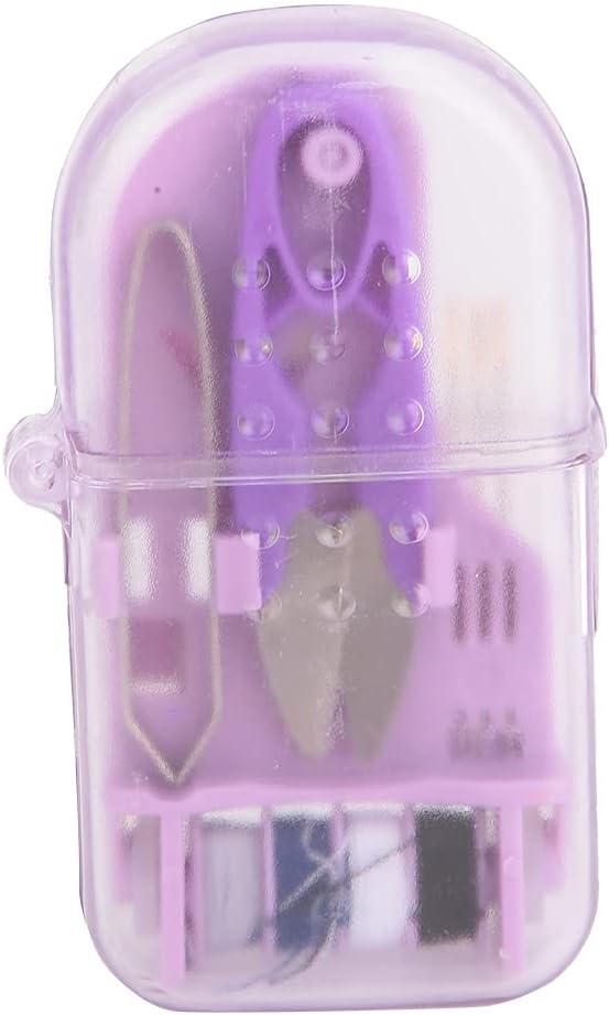Sewing Tools Kit Mini Sewing Box Mini Sewing Kit Travel Sewing Kit Travel Sewing Box Sewing Thread Organizer Mini Needle and Thread Sewing Tool Set, Needle Thread Scissors Set, Home Use(Purple)