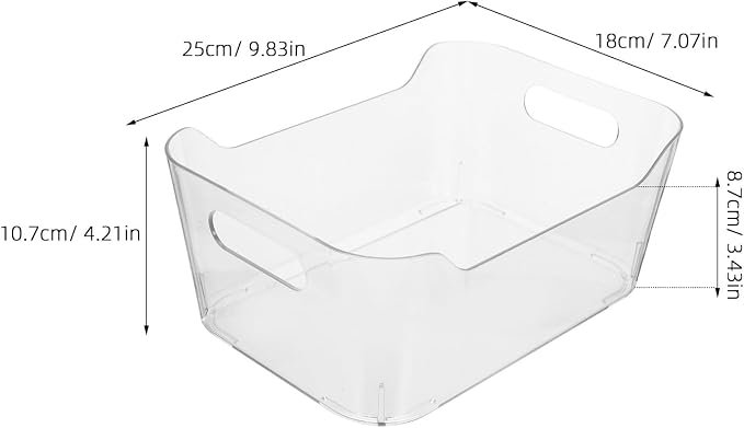6pcs Plastic Storage Box Pet Organizer Bin for Food Pantry Supplies | Comfortable to Hold Handles, Easy Clean Surfaces, Visibility, Resists Extreme Temperatures, for Sink Bins and Fridge Crisper