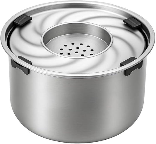 Large Stainless Steel Slow Feeder Dog Bowl with Lid – 198oz/5.6L No Spill Water Dispenser – Slobber Stopper for Healthy Slow Drinking – Non-Slip Pet Bowl for Travel, Kennels and Crates