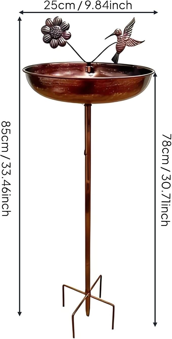 Bronze Bird Bath Basin Feeder Stand Wrought Iron Outdoor Bowl Pedestal with Flower Accents for Birds to Drink Bathe and Gather Suitable for backyards patios lawns and Flower beds