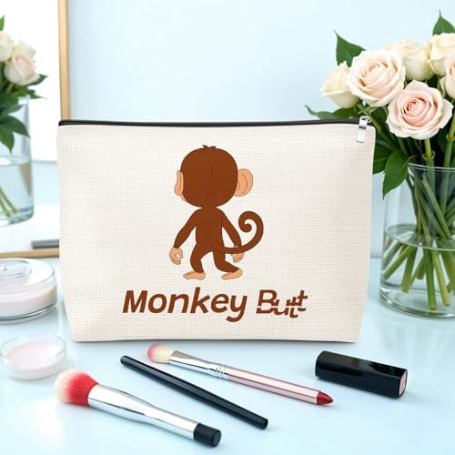 Cute Monkey Print Makeup Bag Monkey Lover Gift for Daughter Animal Monkeys Lovers Women Girls Sister Best Friend Mom Pet Coworker Graduation Mothers Day Christmas Birthday Cosmetic Bag with Zipper